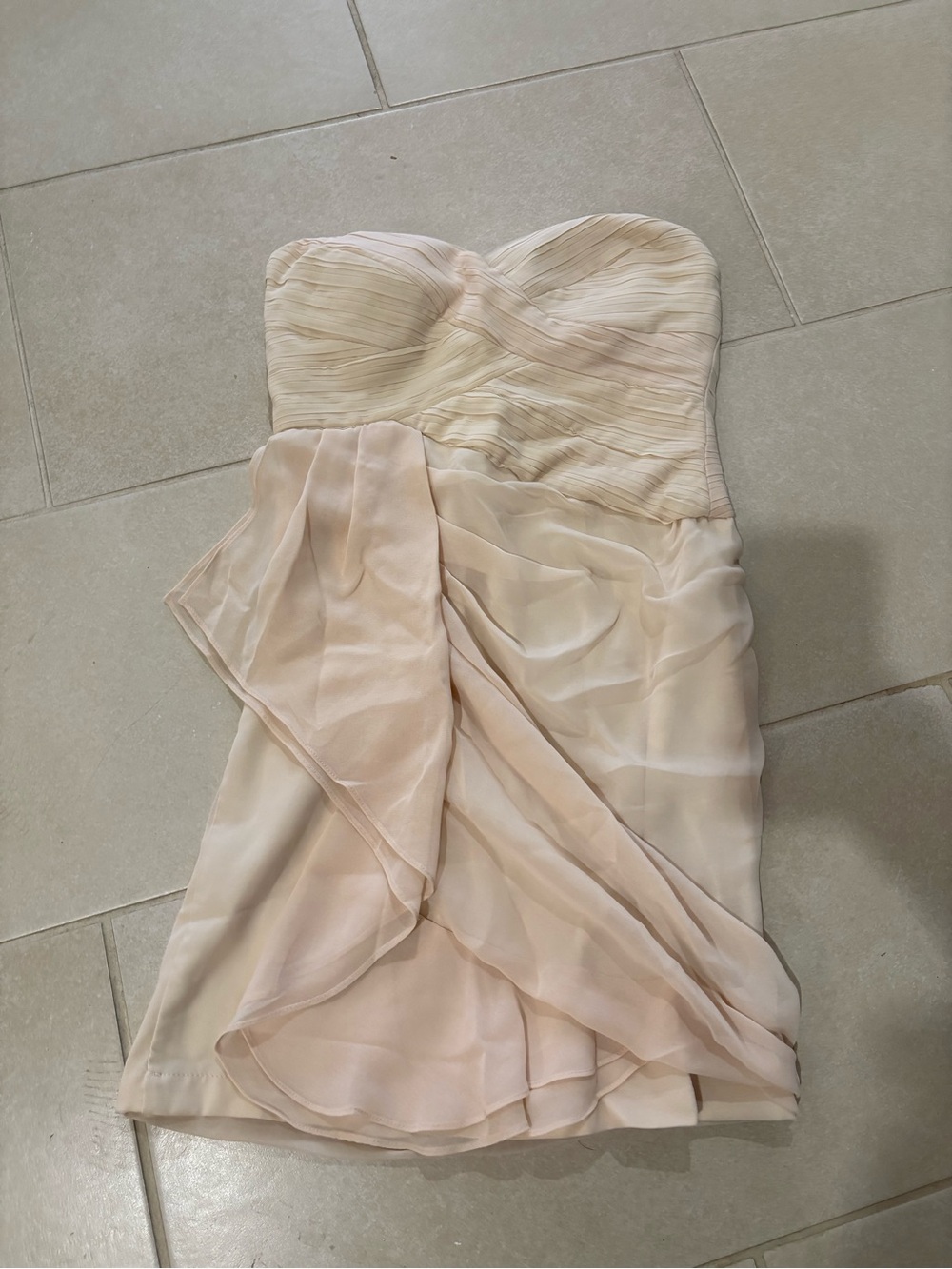 NWT Minuet Strapless Grecian Draped Chiffon Dress in Ecru Size S wedding bridal